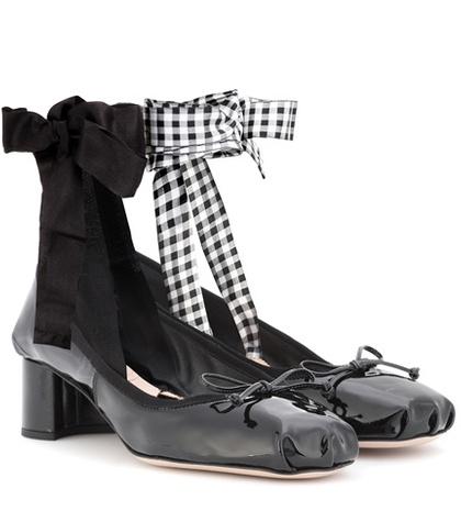 Miu Miu Patent Leather Lace-up Ballerina Pumps