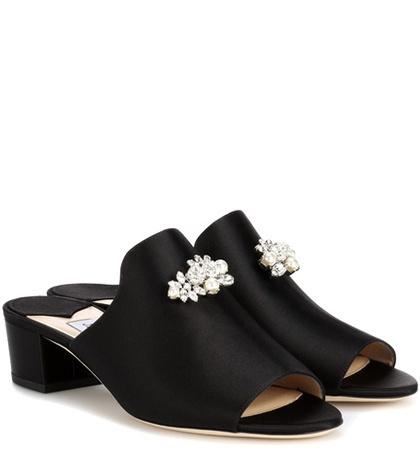 Jimmy Choo Myla Embellished Satin Mules