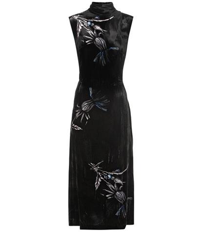 Miu Miu Printed Velvet Midi Dress