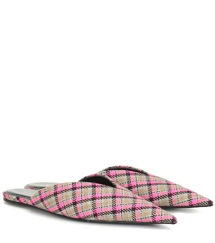 Balenciaga Knife Checked Wool Slippers