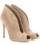 Gianvito Rossi Vamp Suede Peep-toe Ankle Boots