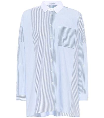 Brunello Cucinelli Stripe-blocked Cotton Shirt