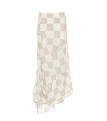 Jil Sander Checked Wool And Cotton Skirt