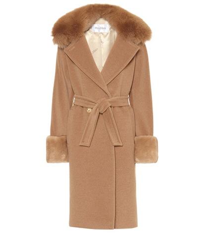 Max Mara Hans Camel Wool Fur-trimmed Coat