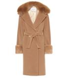 Max Mara Hans Camel Wool Fur-trimmed Coat