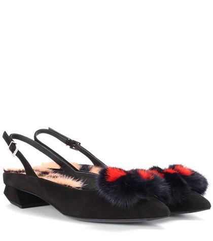 Fendi Embellished Suede Sandals