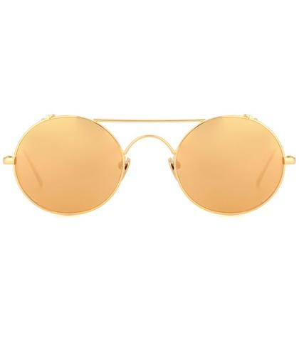 Linda Farrow 427 C1 Oval Sunglasses In Yellow Gold