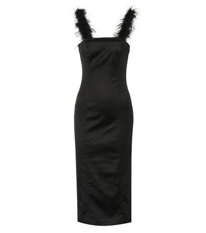 Staud Romy Feather-trimmed Midi Dress