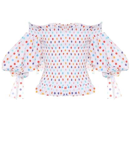 Caroline Constas Coco Polka-dot Stretch-cotton Blouse