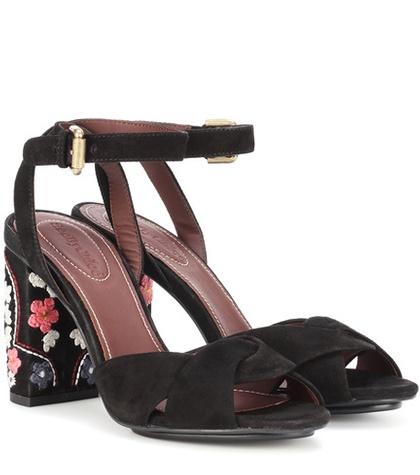 Valentino Embroidered Suede Sandals
