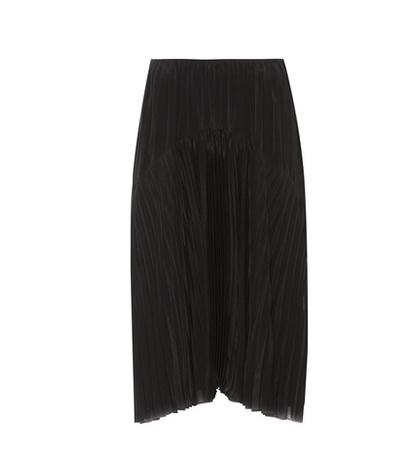 Vince Pleated Crêpe De Chine Midi Skirt