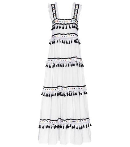 Saint Laurent Embellished Cotton Maxi Dress