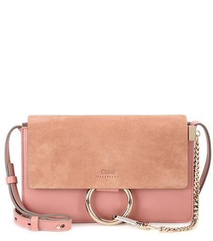 Chlo Faye Small Suede And Leather Shoulder Bag