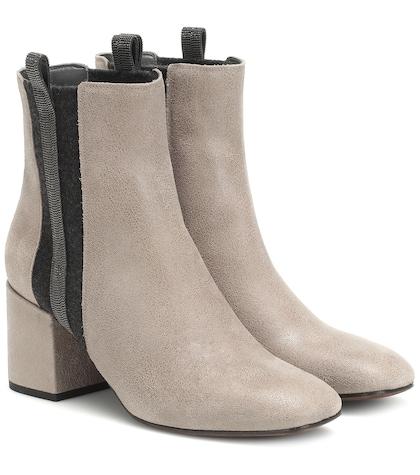 Brunello Cucinelli Embellished Suede Ankle Boots