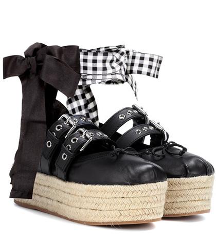 Saint Laurent Leather Platform Espadrilles