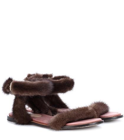 Champion X Wood Wood Valentino Garavani Mink Fur Sandals
