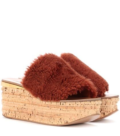 Chlo Camille Shearling Wedges