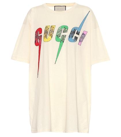 Gucci Sequined Logo Cotton T-shirt