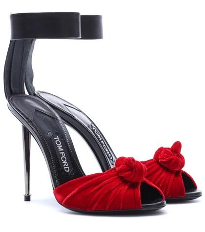 Oscar De La Renta Velvet And Leather Sandals