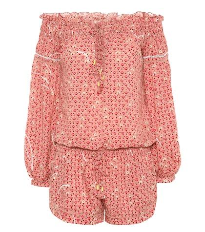 Poupette St Barth Clara Printed Cotton Playsuit