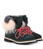 Carolina Herrera Fur-trimmed Leather Ankle Boots