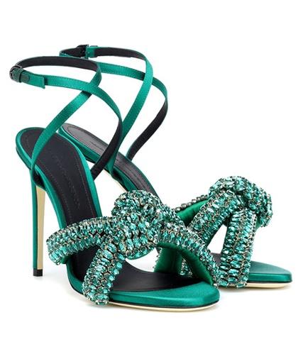 Marco De Vincenzo Crystal Embellished Satin Sandals