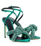 Marco De Vincenzo Crystal Embellished Satin Sandals