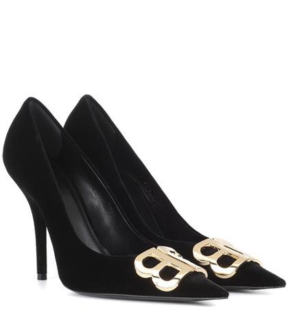 Balenciaga Bb Pointy Velvet Pumps