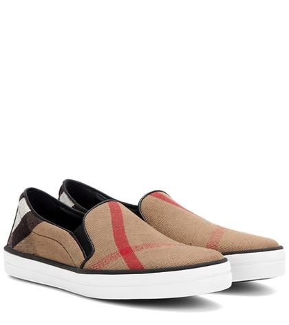 Dolce & Gabbana Gauden Check Leather-trimmed Slip-on Sneakers