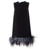 Prada Feather-trimmed Crêpe Minidress