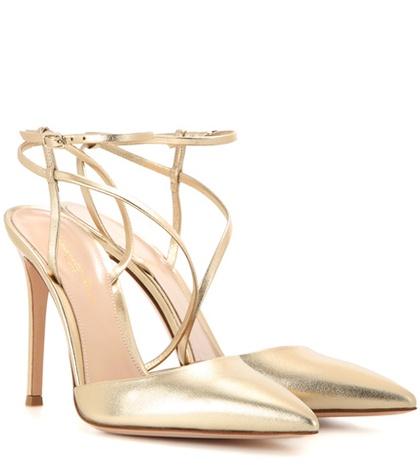 Gianvito Rossi Carlyle Metallic Leather Slingback Pumps
