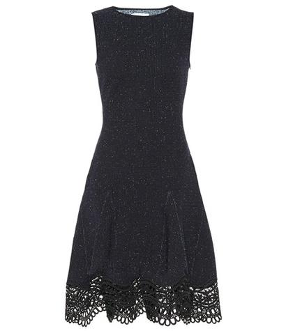 Oscar De La Renta Guipure Lace-trimmed Tweed Dress