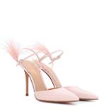 Gianvito Rossi Simone Feather-trimmed Patent Leather Pumps