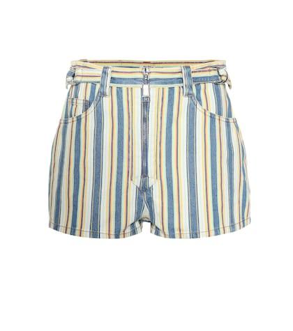 Miu Miu High-rise Striped Denim Shorts