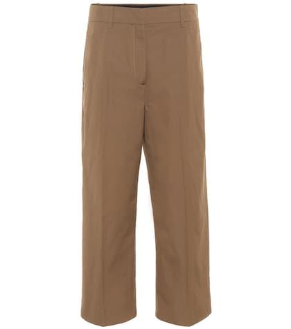 Prada Cropped High-rise Cotton Pants