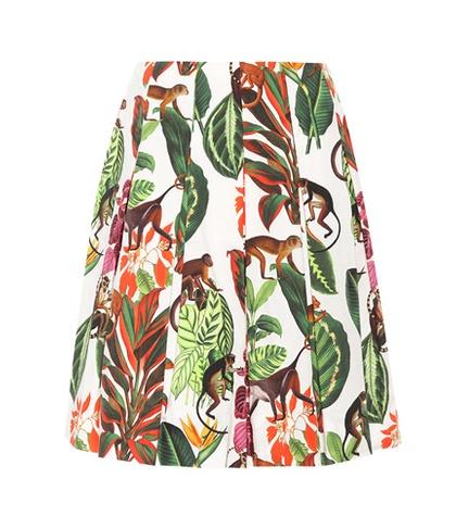 Oscar De La Renta Pleated Cotton Skirt