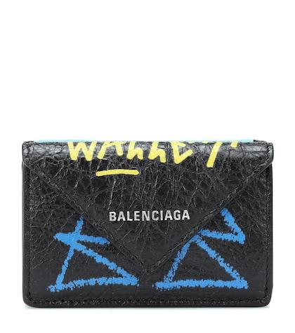 Balenciaga Paper Mini Graffiti Leather Wallet