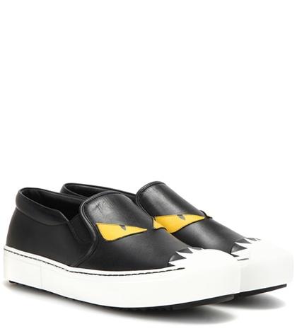 Fendi Leather Slip-on Sneakers