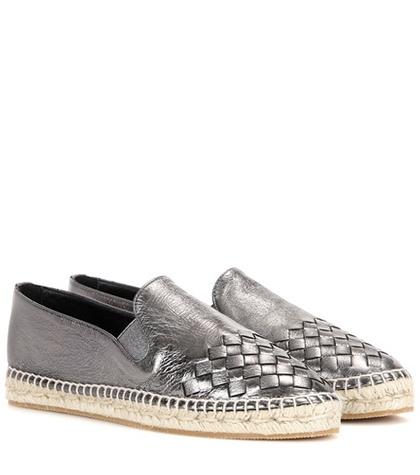 Bottega Veneta Intrecciato Metallic Leather Espadrilles