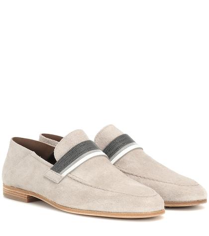 Brunello Cucinelli Embellished Suede Loafers