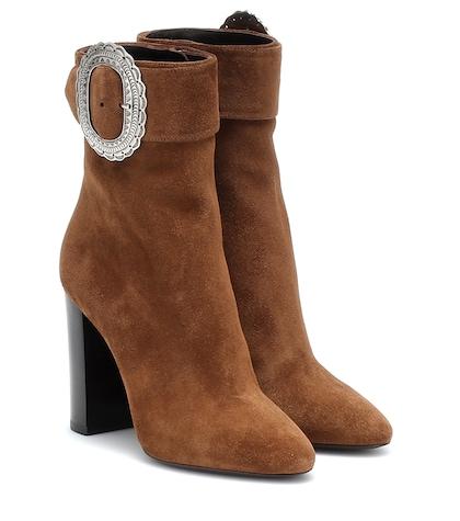 Saint Laurent Joplin Embellished Suede Ankle Boots