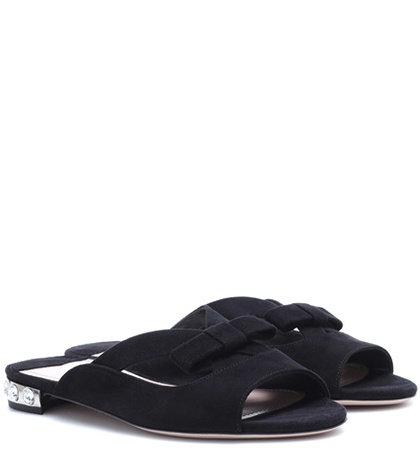 Miu Miu Embellished Suede Sandals
