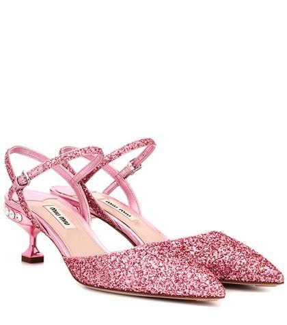 Miu Miu Glitter Slingback Pumps