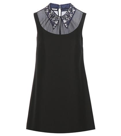 Miu Miu Embellished Chiffon And Crêpe Dress