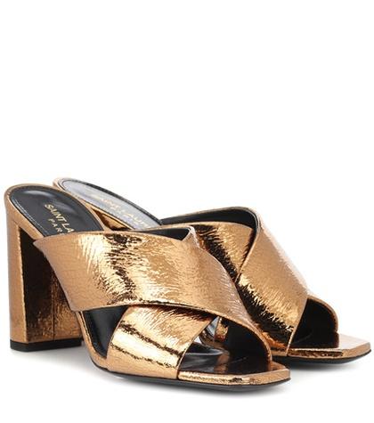 Saint Laurent Loulou 95 Metallic Leather Sandals