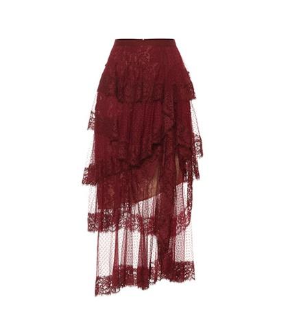 Gucci Tiered Lace Midi Skirt