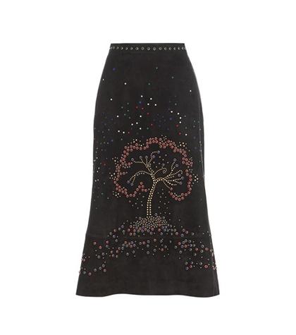 Gianvito Rossi Embellished Suede Skirt