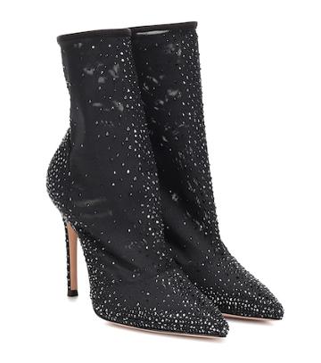 Gianvito Rossi Aurora Embellished Tulle Sock Boots