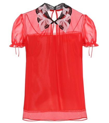 Gucci Lace-trimmed Silk Top