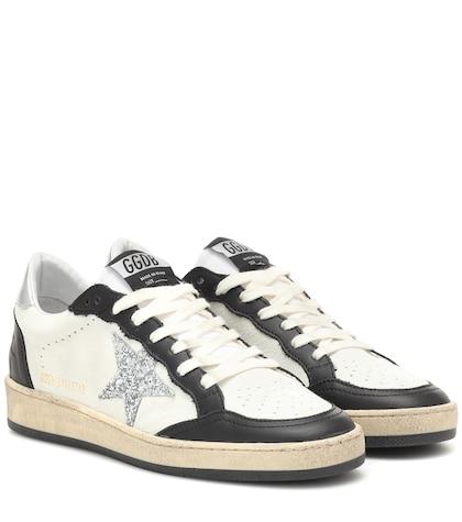 Young Versace Ball Star Leather Sneakers